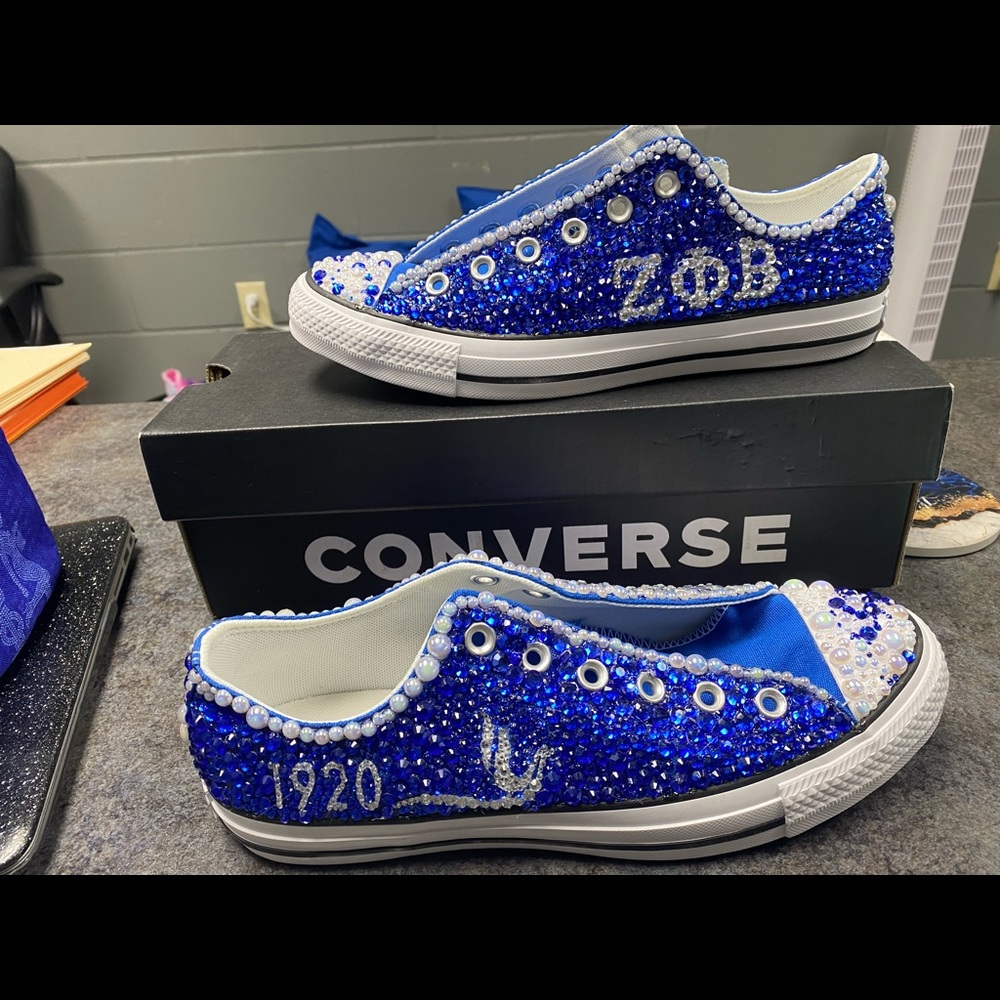Custom Greek Rhinestone All Star Converse - Picture 5 of 6